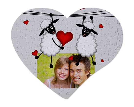 Puzzle personalizzato con foto e grafica pecorelle e cuori