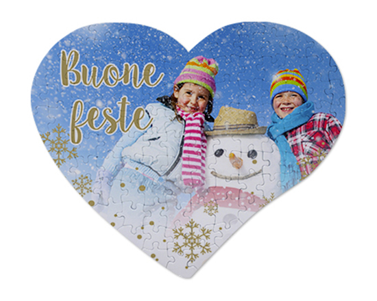 Puzzle cuore A3 con foto e grafica White Christmas