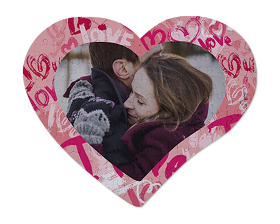 Puzzle cuore A3 con foto e grafica Words of love