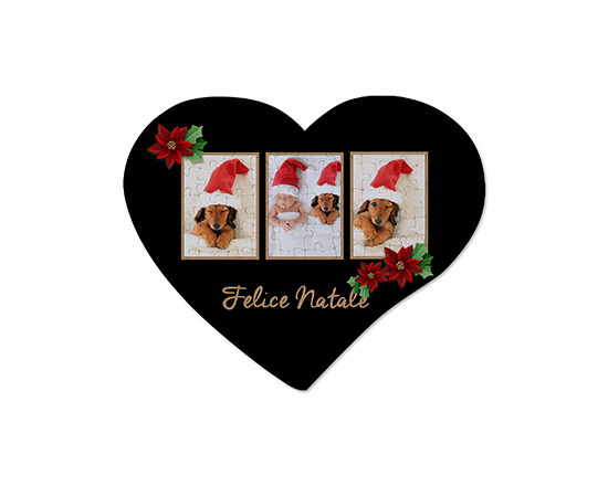 Puzzle cuore A4 collage di foto e grafica Black Christmas
