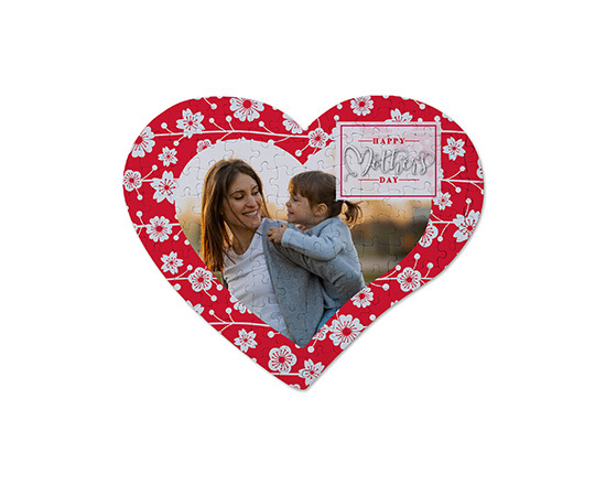 Puzzle A4 cuore con foto e grafica per la mamma