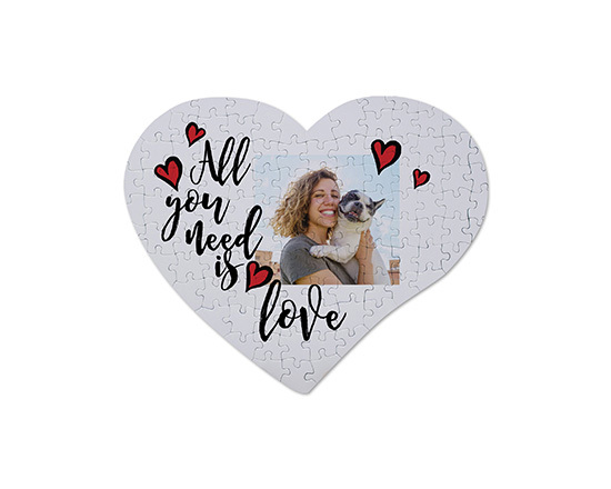 Puzzle cuore A4 con foto e grafica Need love