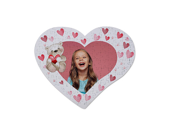 Puzzle cuore A4 con foto e grafica Sweet teddy bear