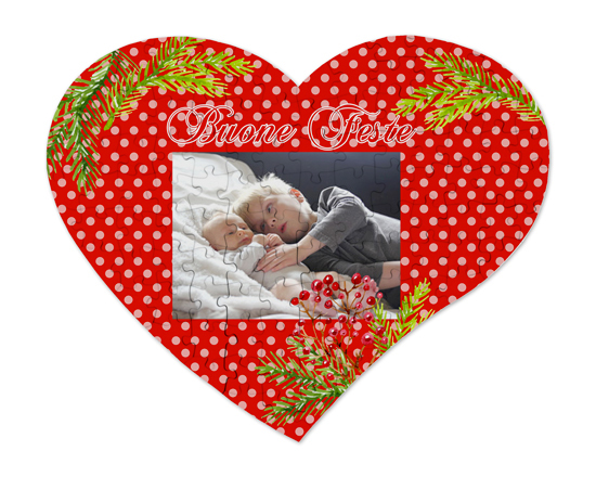 Puzzle cuore A3 in masonite buone feste