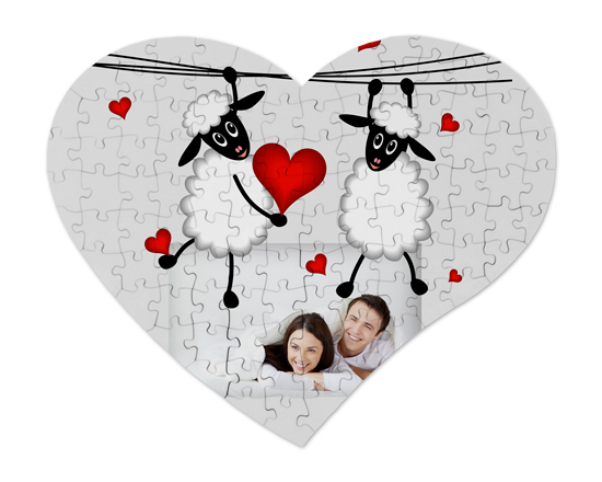 Puzzle cuore A3 con piccole pecorelle