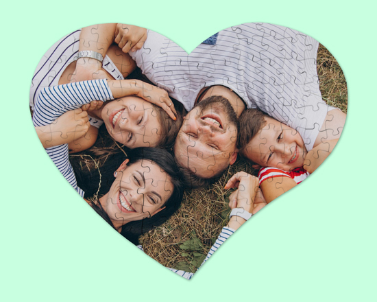 Puzzle cuore A3 in legno con foto di famiglia
