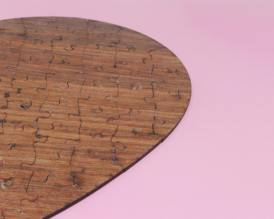 Puzzle cuore A3 in legno retro