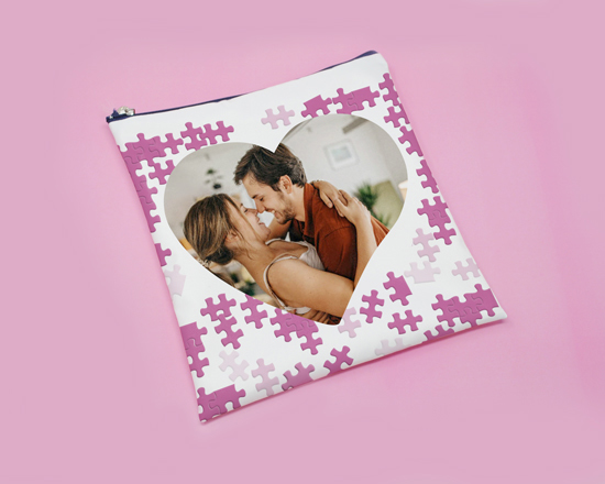 Puzzle cuore A4 in legno con sacchetto porta puzzle