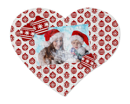 Puzzle cuore A3 in legno palle di natale