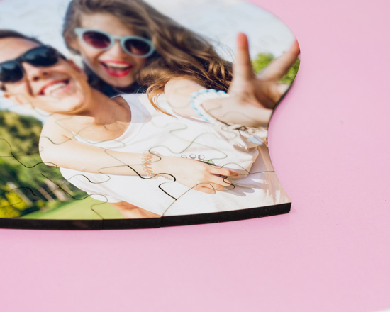 Puzzle cuore A4 in legno da 55 pezzi