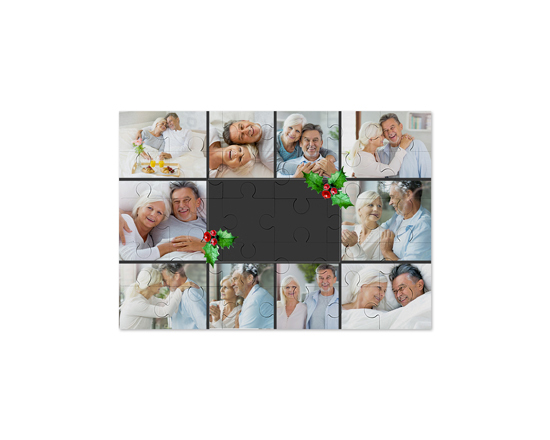 Puzzle in legno 25x17 cm collage 10 riquadri con vischio