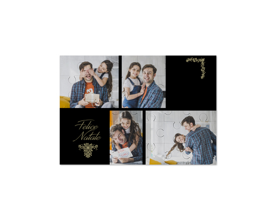 Puzzle in legno 25x17 cm 4 riquadri felice natale