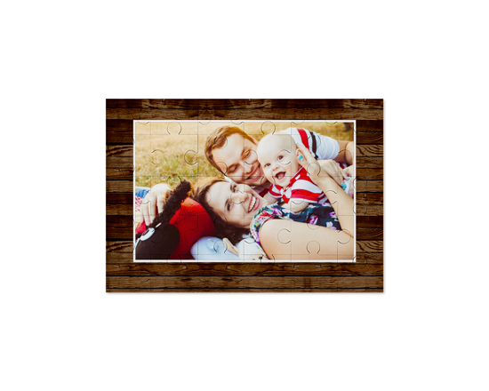 Puzzle in legno 17x25 cm con cornice effetto legno