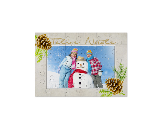 Puzzle in legno 17x25 cm riquadro con pigne