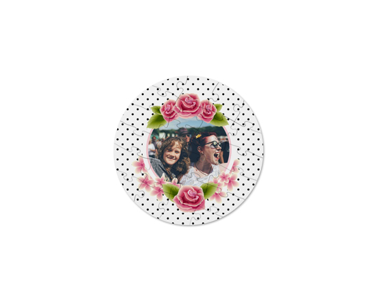 Puzzle rotondo in legno con grafica rosa