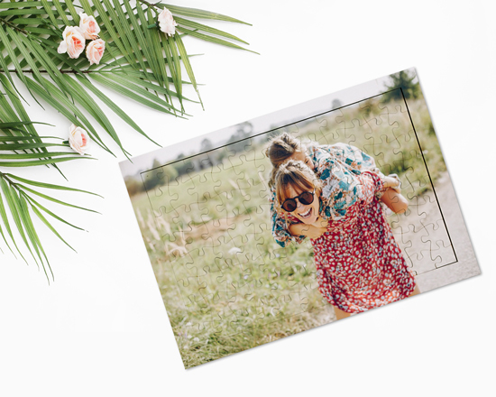 Puzzle in legno con cornice A4 con foto per la festa della mamma