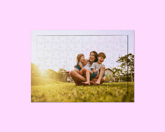 Puzzle in legno con cornice A4 con foto di mamma e figli