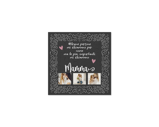 Puzzle quadrato masonite con grafica nera