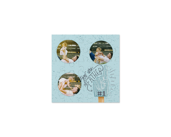 Puzzle quadrato in masonite con grafica collage celeste