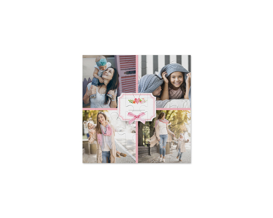 Puzzle quadrato in legno collage 4 riquadri festa della mamma