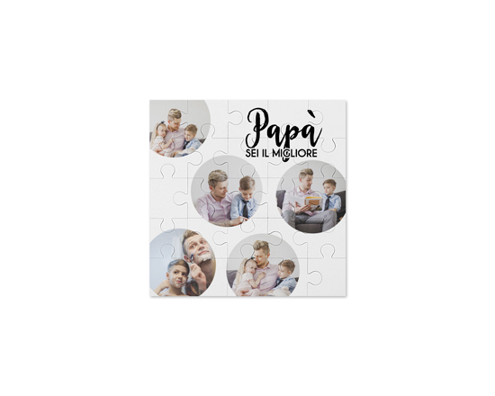 Puzzle quadrato in legno grafica con cerchi festa del papà