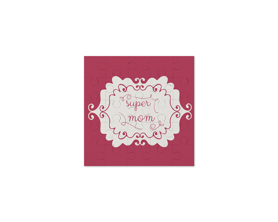 Puzzle quadrato in masonite con cornice super mom