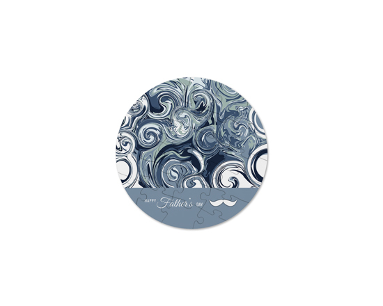 Puzzle rotondo in legno con grafica happy fathers day blu