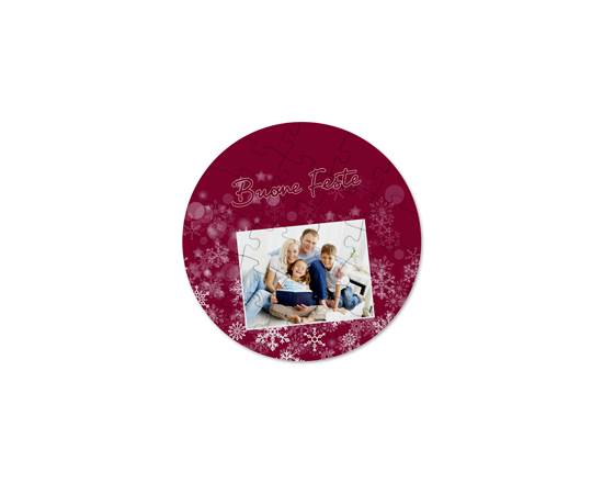 Puzzle legno rotondo Buone feste