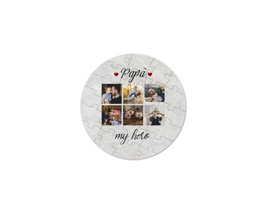 Puzzle legno rotondo Dad hero