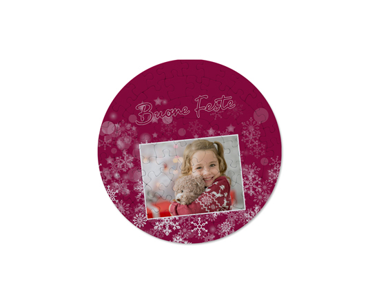 Puzzle dalla forma rotonda personalizzato con foto e grafica natalizia
