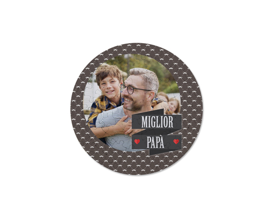 Puzzle rotondo personalizzato con foto e grafica Miglior papà