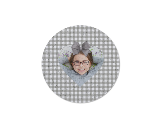 Puzzle rotondo personalizzato con foto a forma di cuore
