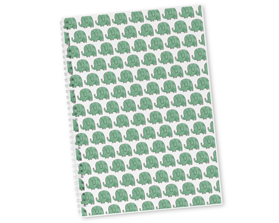 elefantini verdi per il tuo quaderno personalizzato