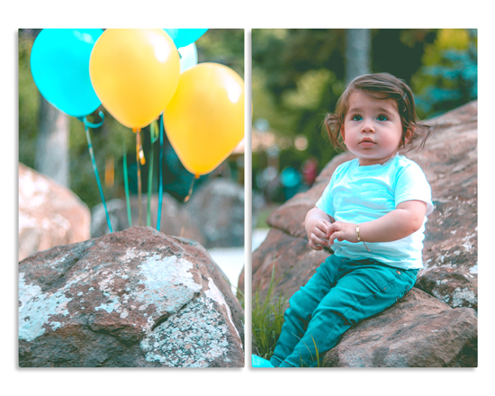 tela in 2 pannelli con foto bimbo