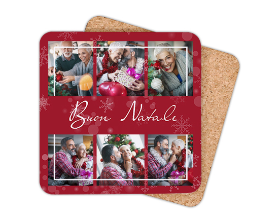 Sottobicchiere in legno quadrato Red Christmas