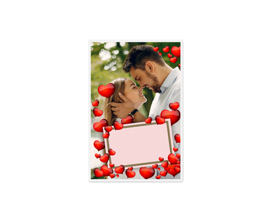 Biglietto auguri con foto, cuori e riquadro per messaggio