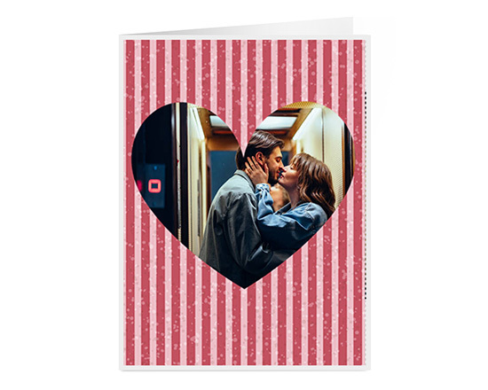 Biglietto auguri pieghevole con foto a cuore per innamorati