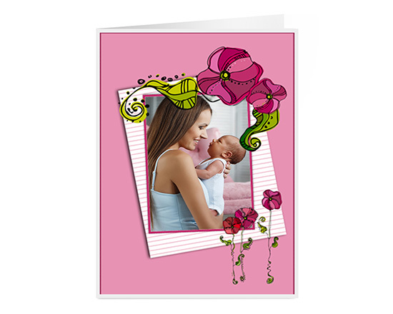 card augurale per la festa della mamma con riquadro per foto