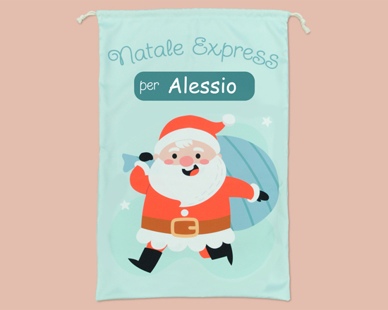 Sacco di Babbo Natale personalizzato con nome per i tuoi bambini