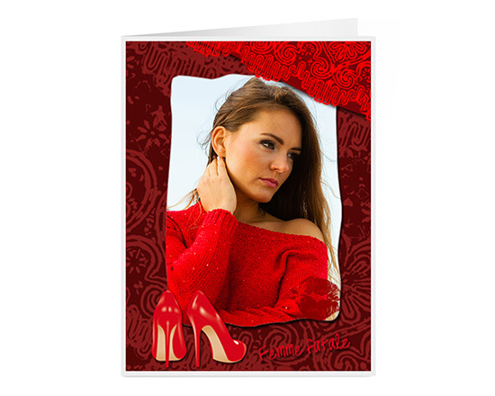 Biglietto a 2 ante personalizzato con grafica scarpe donna