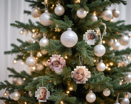 Set da 4 palline di Natale in mattoncini su albero