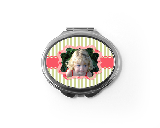 Specchietto ovale da borsetta Shabby rosa