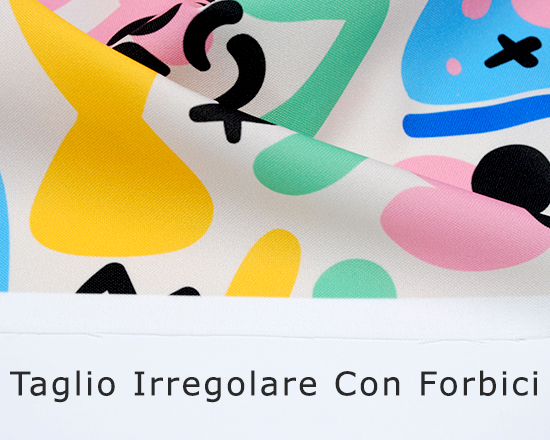 Stampa su tessuto burlington con taglio irregolare