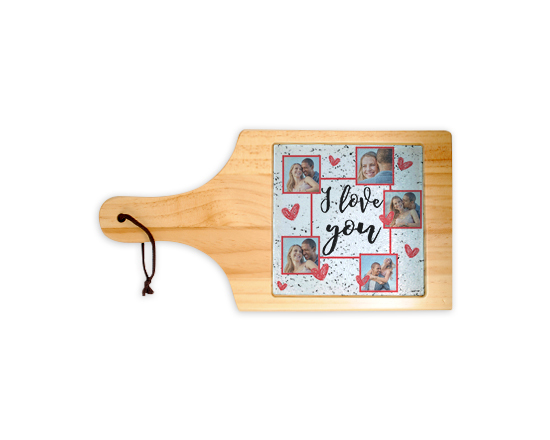 Tagliere in legno I love you collage