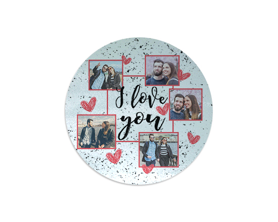 Tagliere rotondo I love you collage