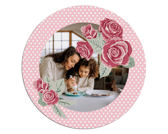 Tappetino mouse tondo Rose a pois