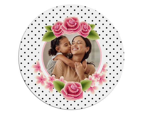 Tappetino mouse tondo Rose e pois neri