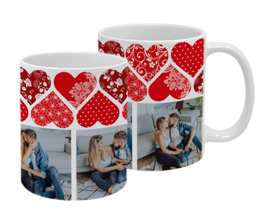 tazza panoramica con grafica con cuori di san valentino
