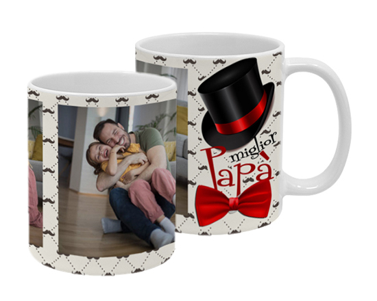 Tazza stampata su tutta la superficie con grafica della festa del papà