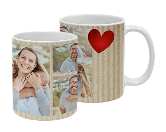 tazza con grafica collage dedicata al san valentino
